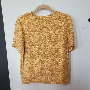 AlbantII 100% Silk Leopard Print Women's Blouse Size Medium